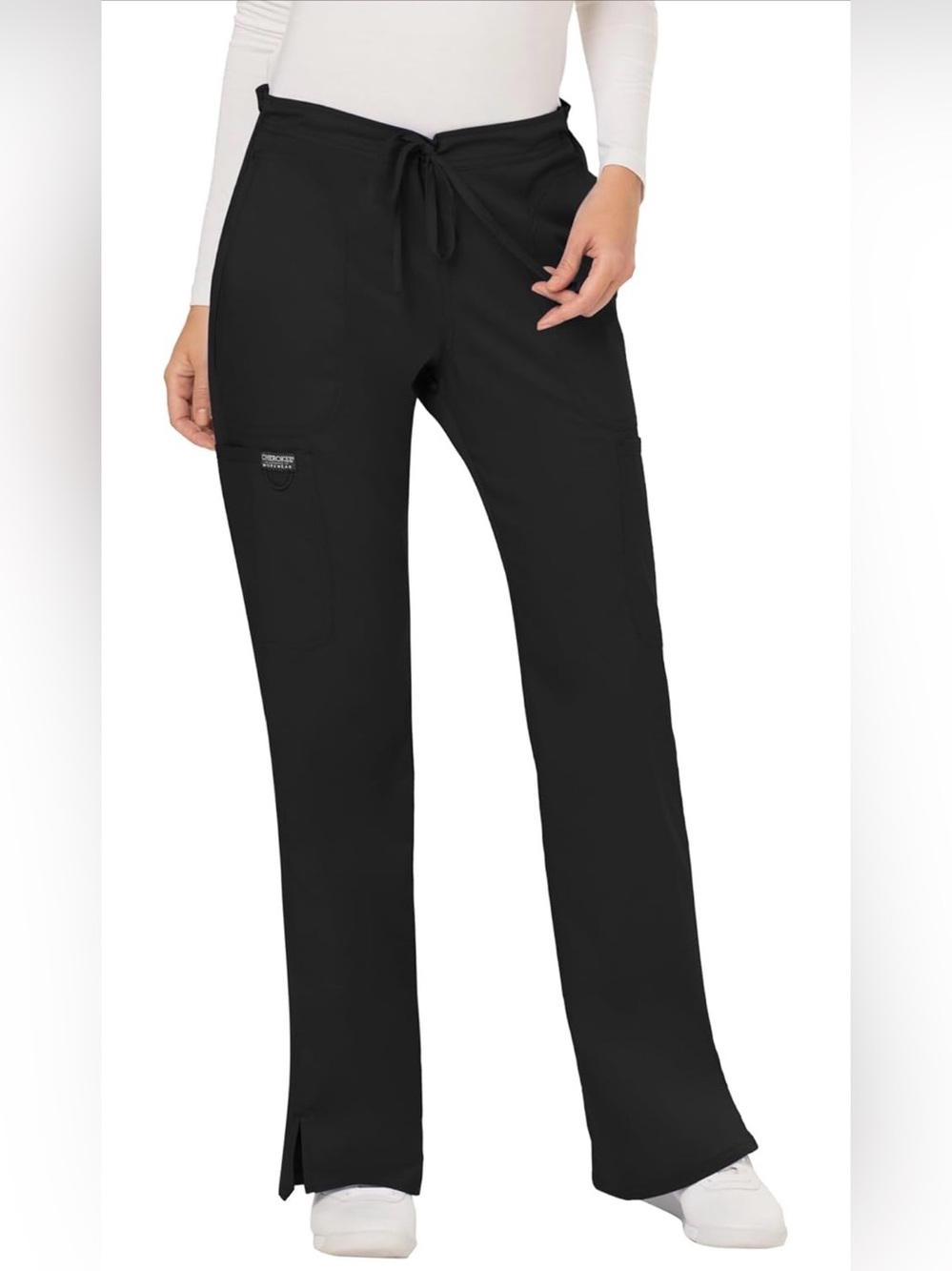Cherokee Mid Rise Flare Yoga Scrub Pants Black Small